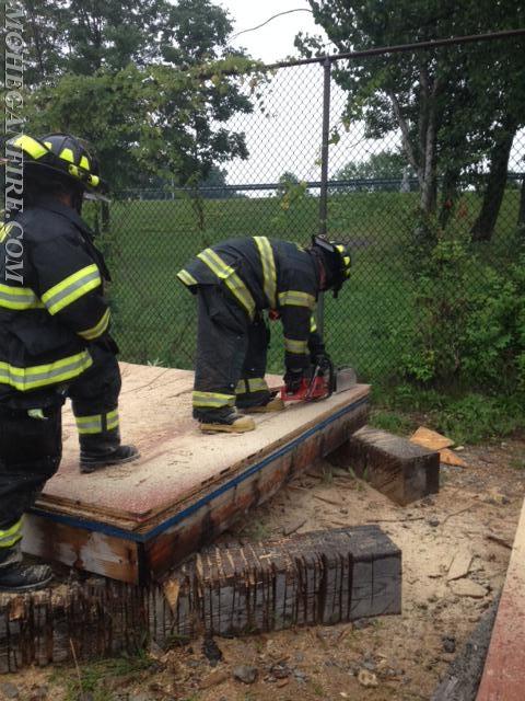 Probationary Firefighters Performing Roof Ventilation Training At Westchester County Fire Training Center On 7/15/14